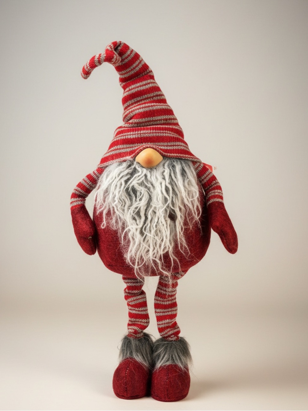 Red Striped Holiday Gnome Plush Decor • NIP • 24" tall